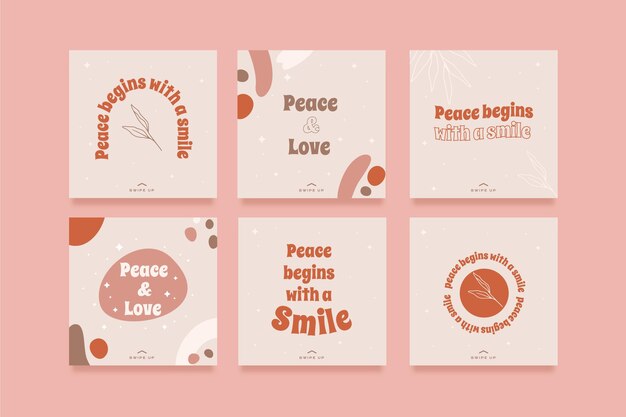 Colección de publicaciones de instagram de citas inspiradoras planas