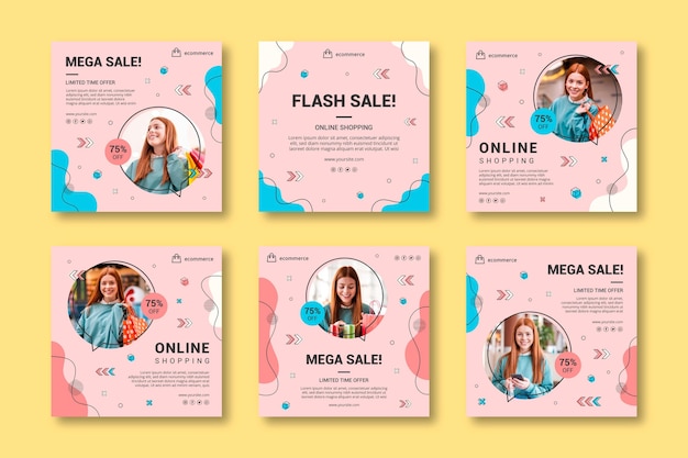 Colección de publicaciones de instagram de compras en línea