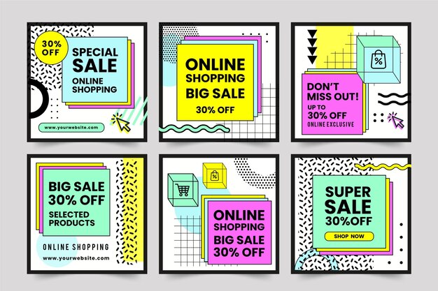 Colección de publicaciones de instagram de compras en línea
