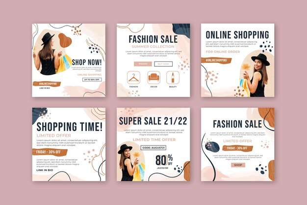Colección de publicaciones de instagram de compras en línea
