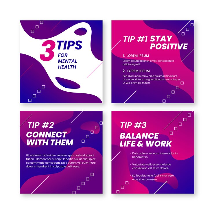 Vector gratuito colección de publicaciones de instagram con consejos