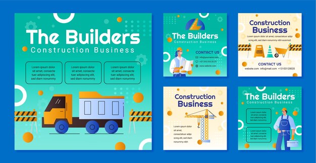 Colección de publicaciones de instagram de construcción degradada