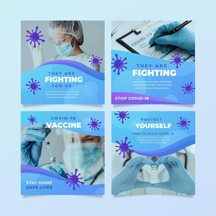 Vector gratuito colección de publicaciones de instagram de coronavirus degradado