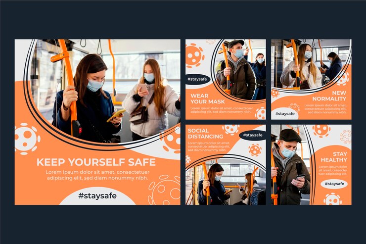 Vector gratuito colección de publicaciones de instagram de coronavirus plano orgánico