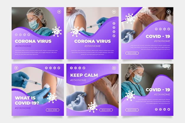 Vector gratuito colección de publicaciones de instagram de coronavirus