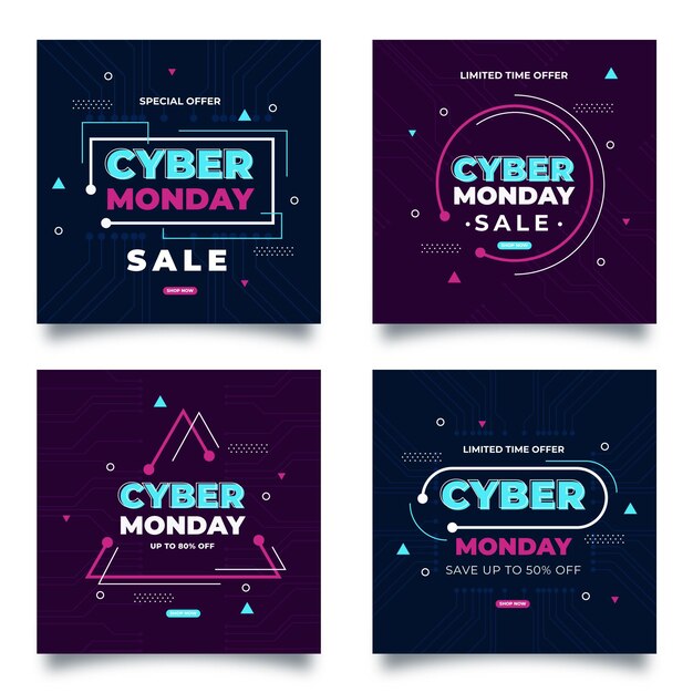 Colección de publicaciones de instagram de cyber monday