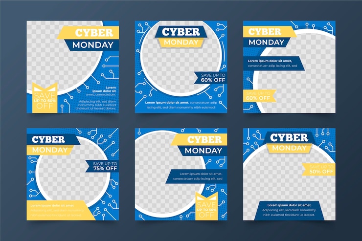 Vector gratuito colección de publicaciones de instagram de cyber monday