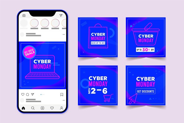 Colección de publicaciones de instagram de cyber monday