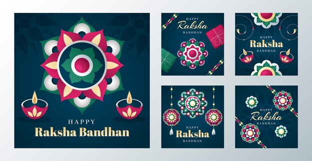 Colección de publicaciones de instagram degradadas para la celebración de raksha bandhan