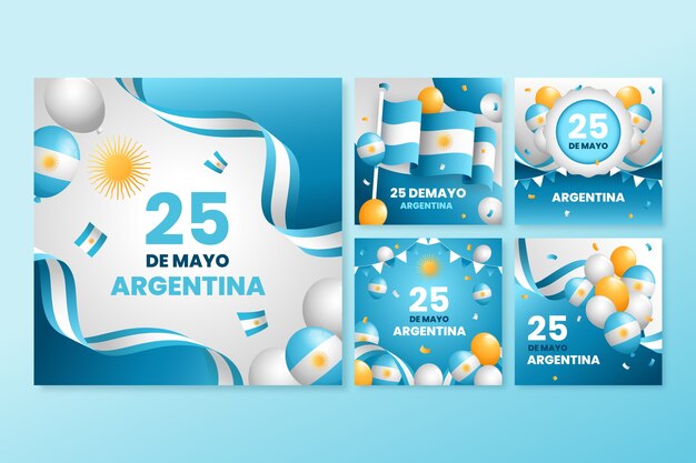 Colección de publicaciones de instagram degradadas para la conmemoración de la revolución argentina