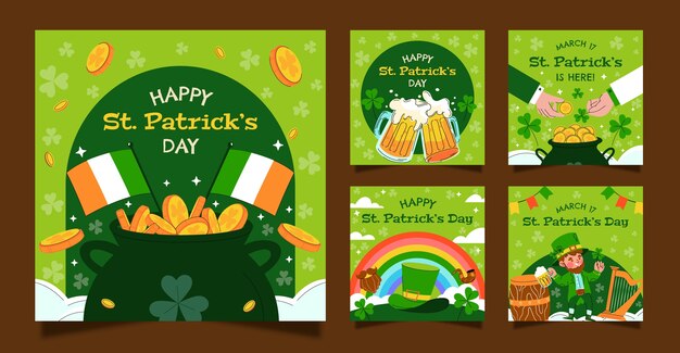 Colección de publicaciones de Instagram del día de Flat St. Patrick