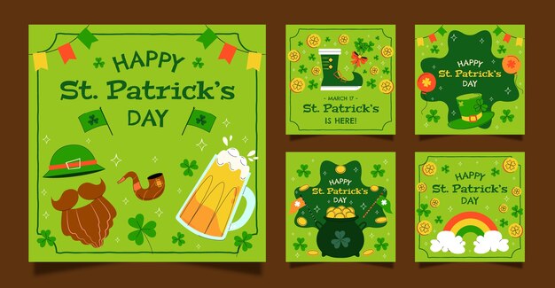 Colección de publicaciones de Instagram del día de Flat St. Patrick