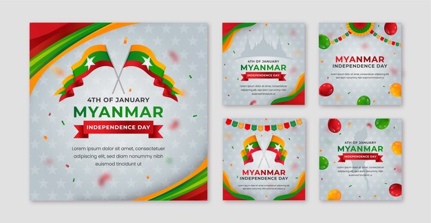 Colección de publicaciones de Instagram del día de la independencia de Myanmar