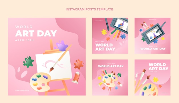 Colección de publicaciones de instagram del día mundial del arte degradado