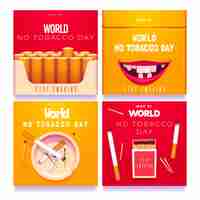 Vector gratuito colección de publicaciones de instagram del día mundial sin tabaco realista