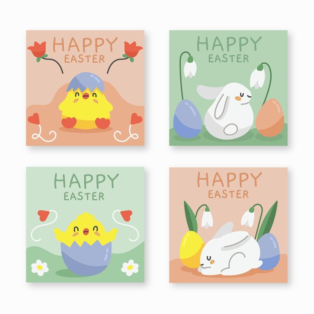 Colección de publicaciones de instagram del día de pascua
