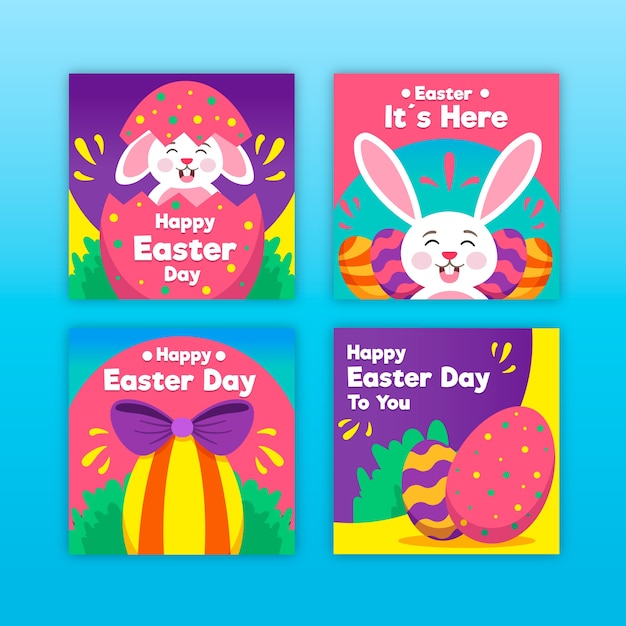 Vector gratuito colección de publicaciones de instagram del día de pascua