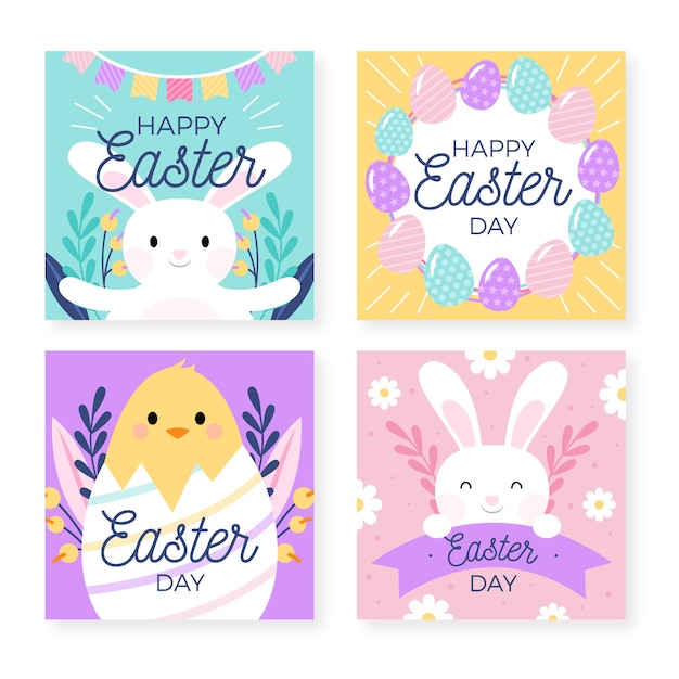 Vector gratuito colección de publicaciones de instagram del día de pascua