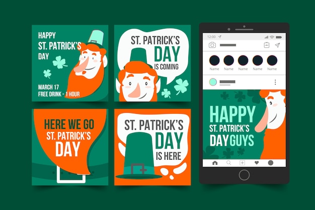 Colección de publicaciones de instagram del día de san patricio