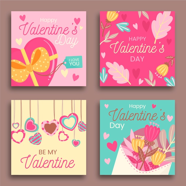Colección de publicaciones de instagram del día de san valentín