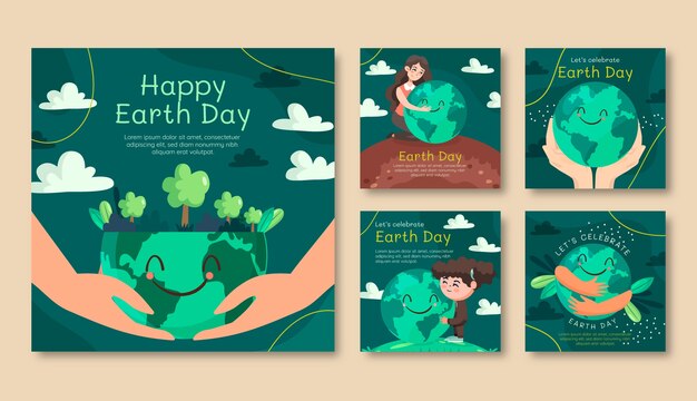 Colección de publicaciones de instagram del día de la tierra plana