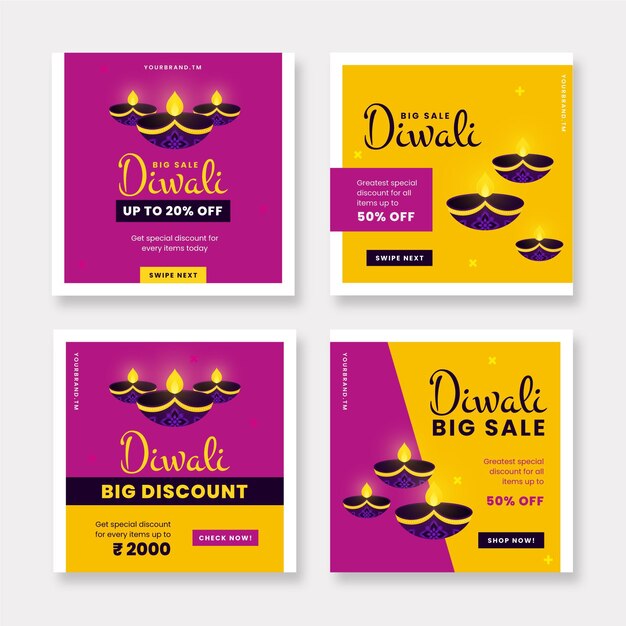 Colección de publicaciones de instagram de Diwali