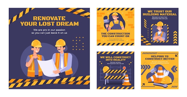 Colección de publicaciones de instagram para dominio de construcción
