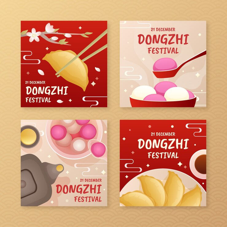 Vector gratuito colección de publicaciones de instagram del festival dongzhi gradiente