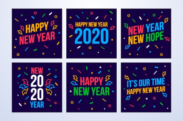 Colección de publicaciones de instagram de fiesta de año nuevo 2020