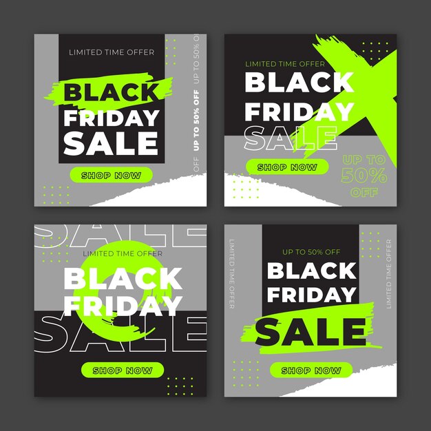 Colección de publicaciones de Instagram Flat Black Friday
