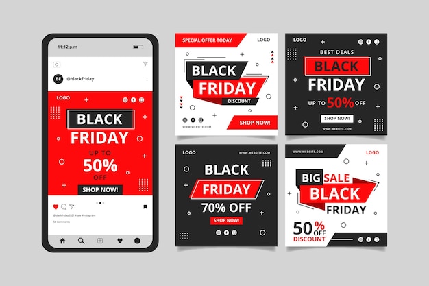 Colección de publicaciones de instagram flat black friday