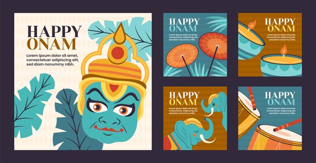 Colección de publicaciones de instagram flat onam