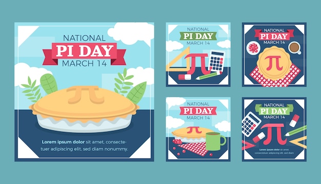Colección de publicaciones de instagram flat pi day