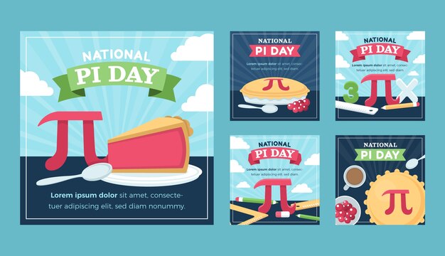 Colección de publicaciones de instagram flat pi day