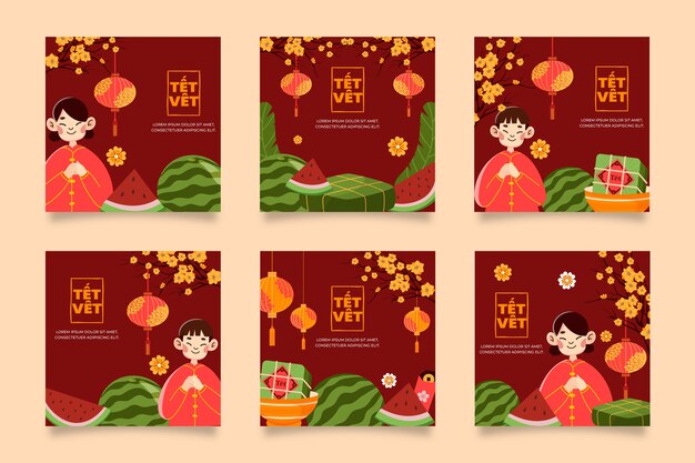 Colección de publicaciones de instagram flat tet
