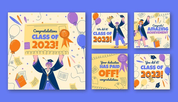 Colección de publicaciones de instagram para la graduación de la clase 2023