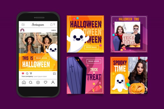 Colección de publicaciones de Instagram para halloween