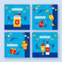 Vector gratuito colección de publicaciones de instagram de hanukkah