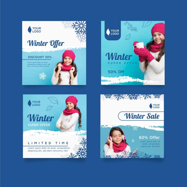Colección de publicaciones de instagram de invierno