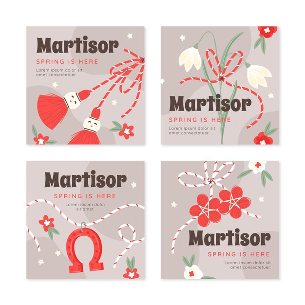 Colección de publicaciones de instagram de martisor plano