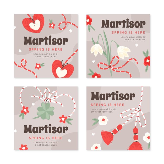 Colección de publicaciones de instagram de martisor plano
