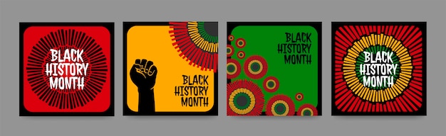 Vector gratuito colección de publicaciones de instagram del mes de la historia negra dibujada a mano