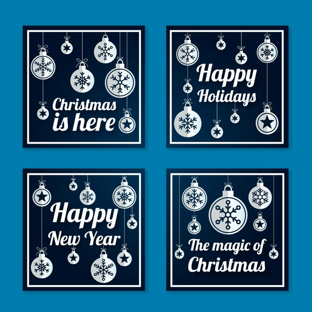 Colección de publicaciones de instagram navideñas estilo papel