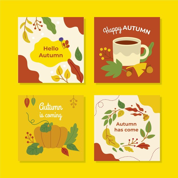 Colección de publicaciones de instagram de otoño dibujadas a mano