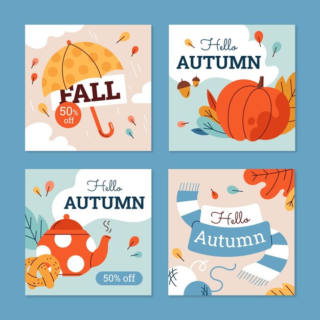 Colección de publicaciones de instagram de otoño