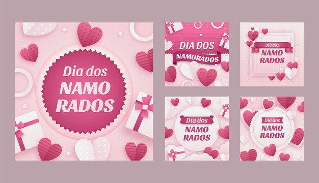 Colección de publicaciones de instagram de paper style dia dos namorados