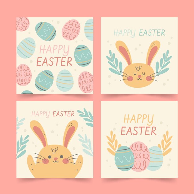 Colección de publicaciones de instagram de pascua dibujadas a mano