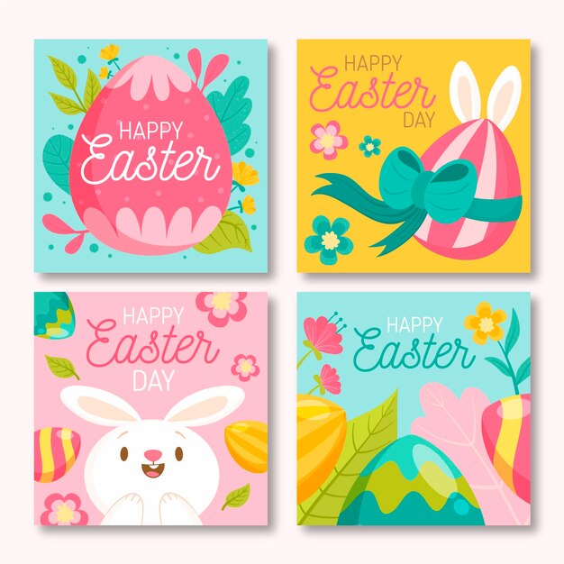 Colección de publicaciones de instagram de pascua dibujadas a mano