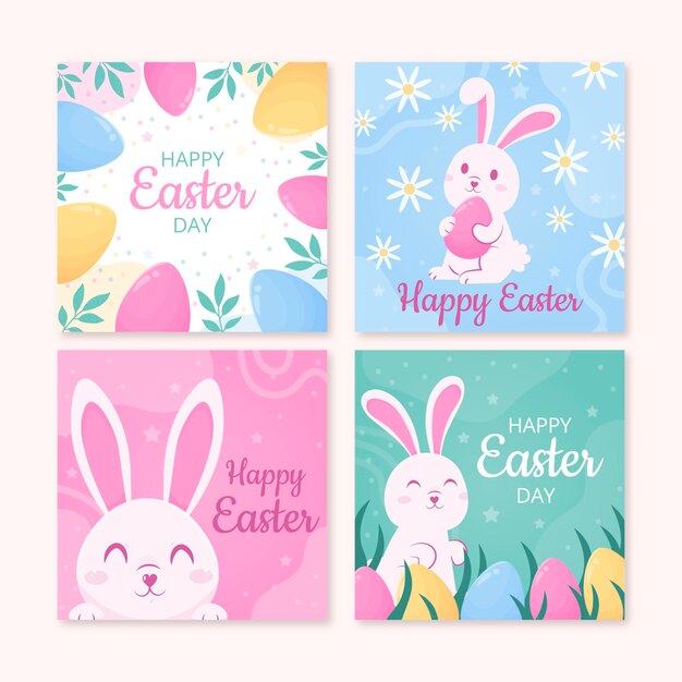 Colección de publicaciones de instagram de pascua dibujadas a mano
