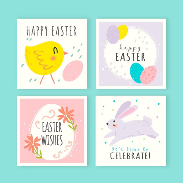 Colección de publicaciones de instagram de pascua dibujadas a mano
